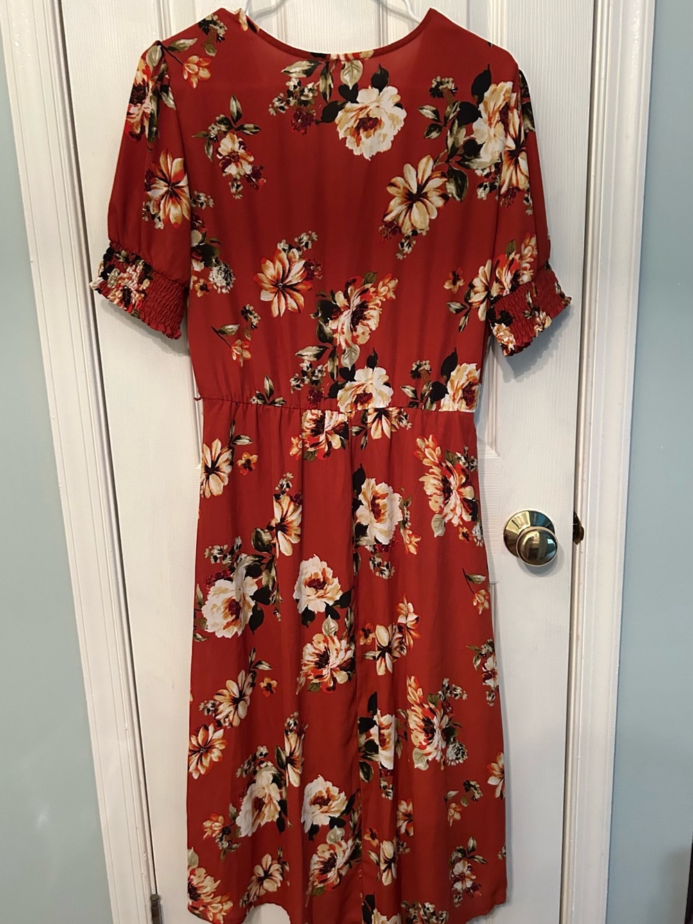 Charming Charlie Orange Floral Midi Dress Size Medium - Picture 6 of 6